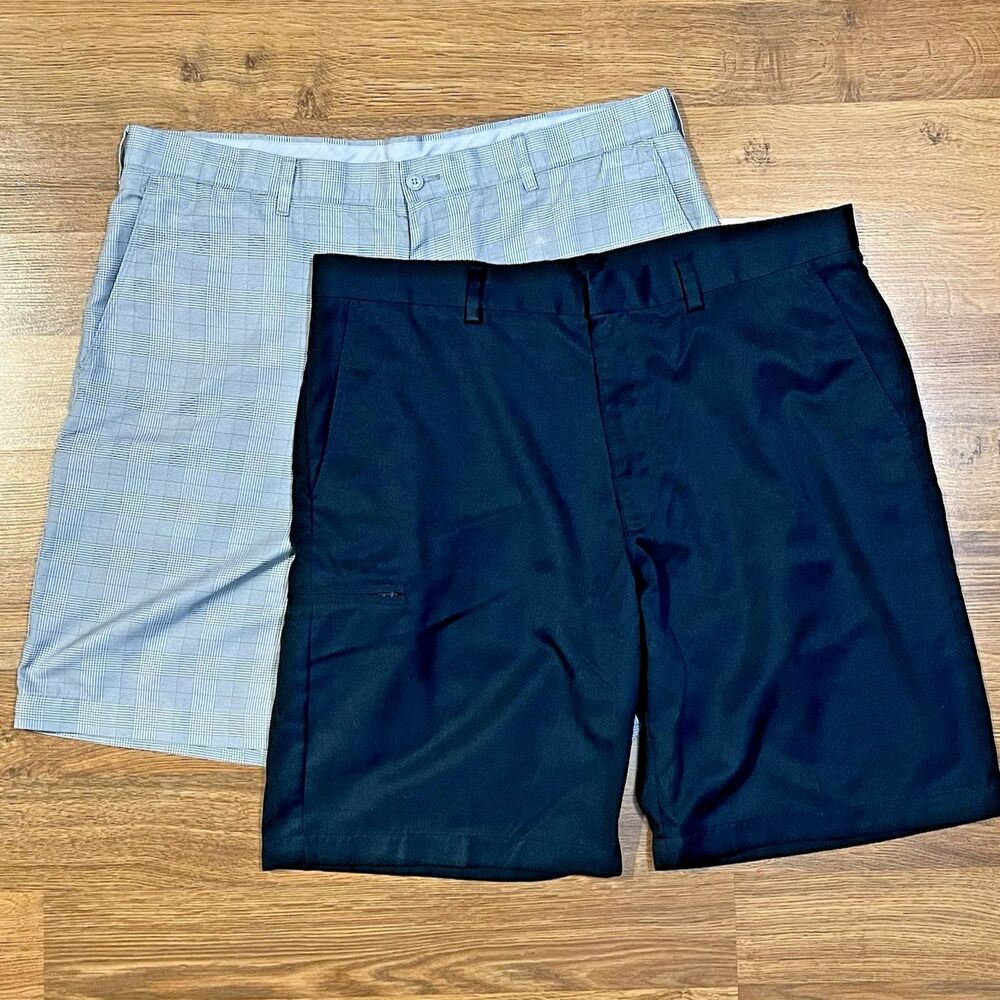 PGA TOUR Grand Slam Mens LOT 2 38 Plaid Golf Shorts Performance 5 Pocket Bundle